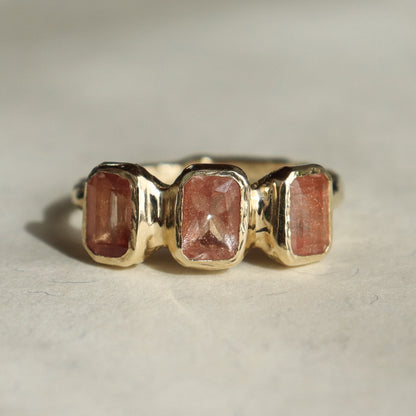 Trio Ring | Oregon Sunstone, 14k Gold