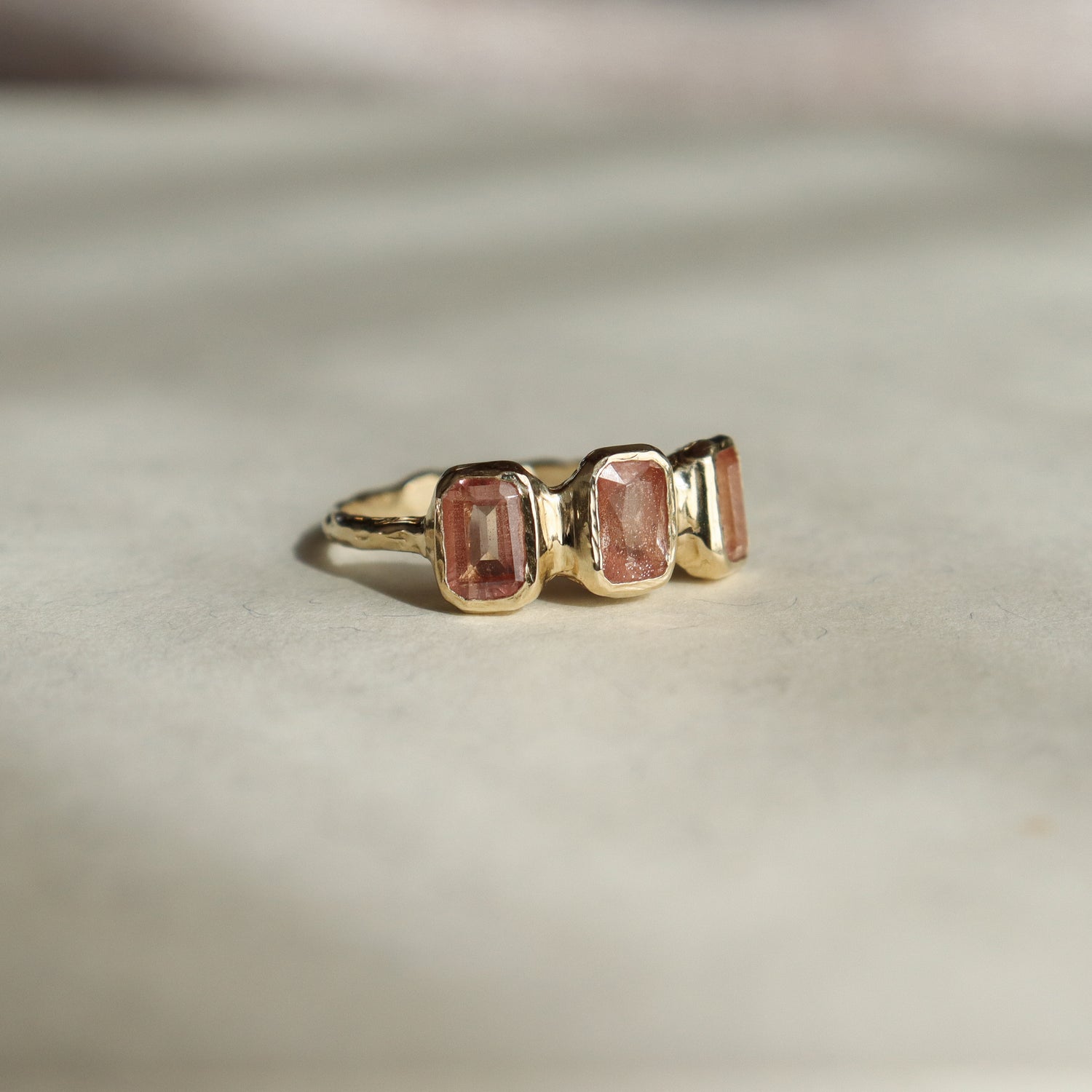 Trio Ring | Oregon Sunstone, 14k Gold