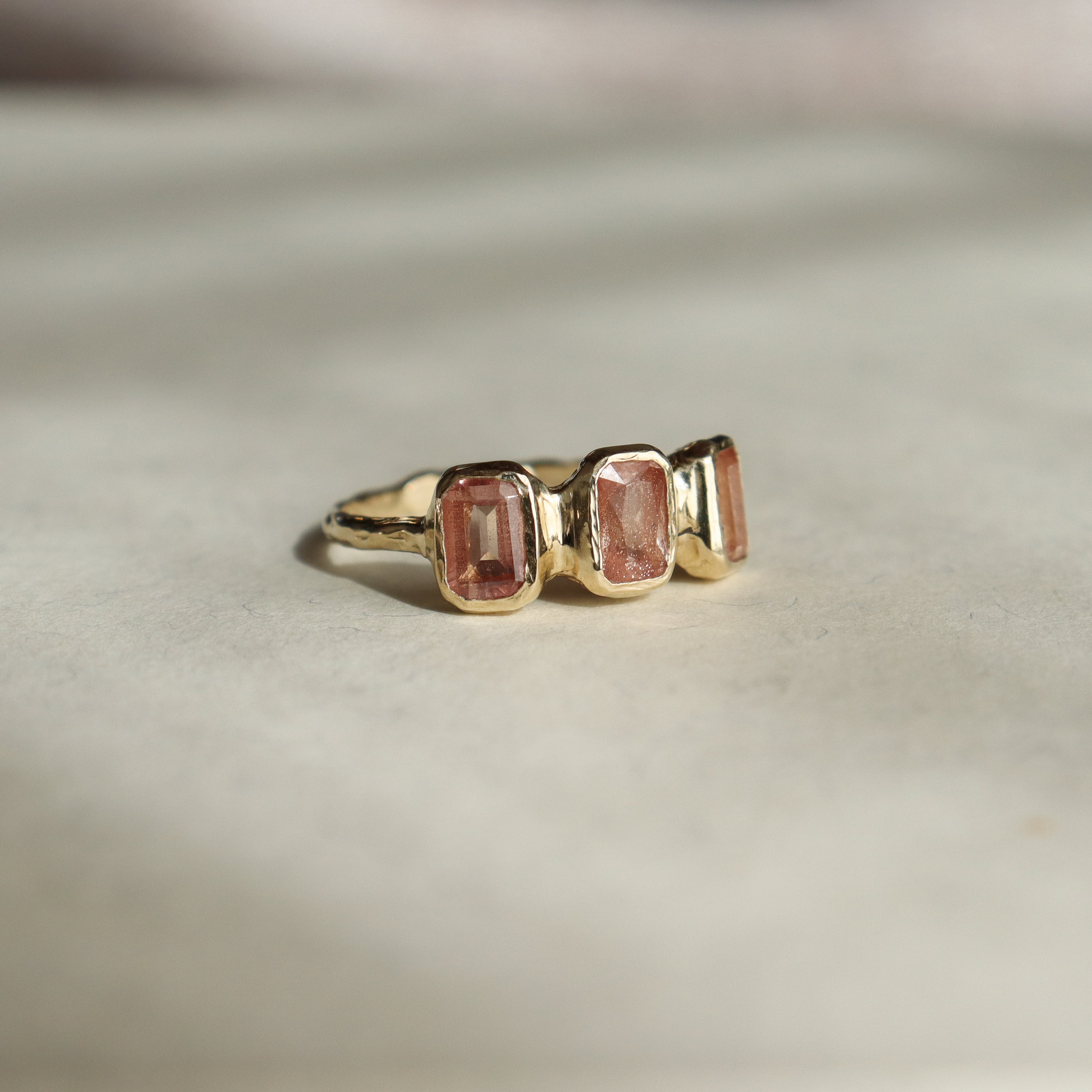 Trio Ring | Oregon Sunstone, 14k Gold