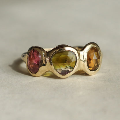 Trio Ring | Watermelon Tourmaline, 14k Gold