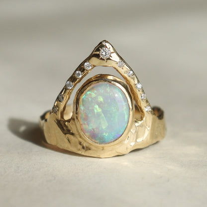 Crown of Starlight Ring | Opal, Diamonds, 14k Gold