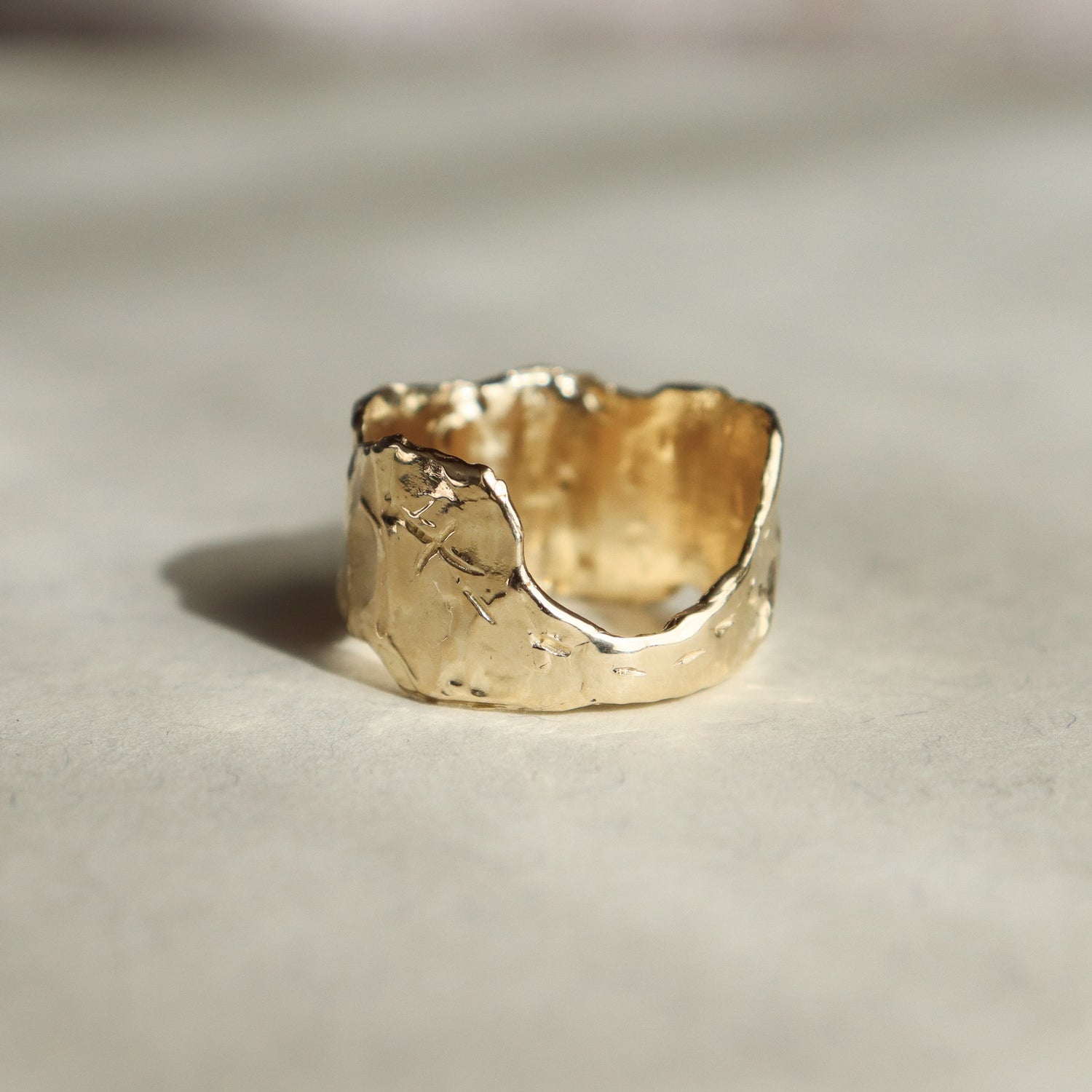 The Atlas | Wide Ring Band with Diamonds, 14k Gold