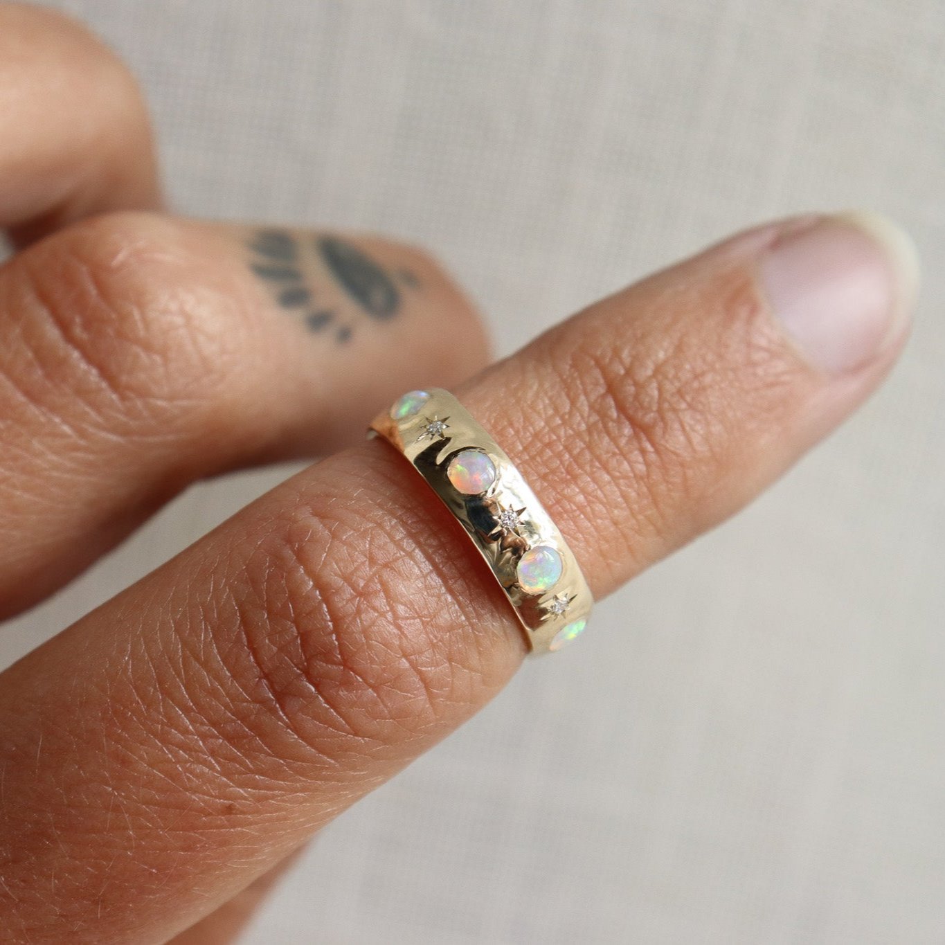 Custom Opal and Diamond Band