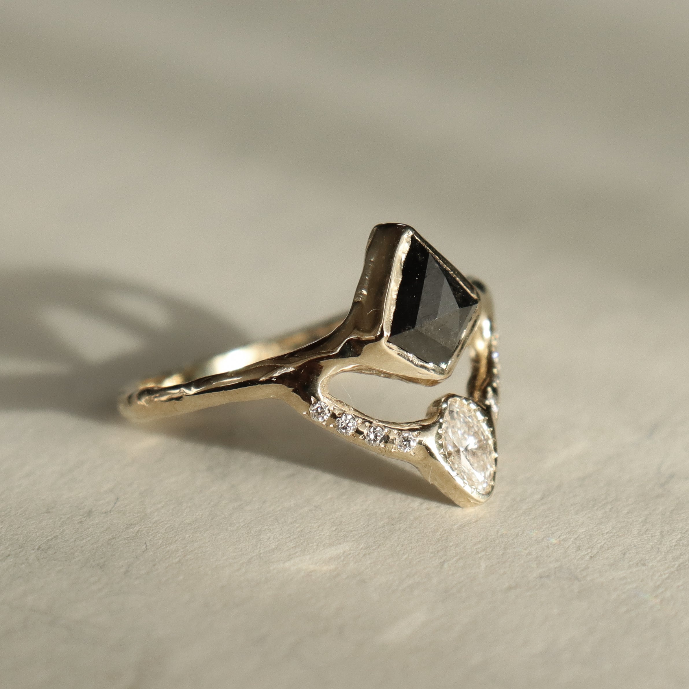 Reflections Ring | Salt and Pepper Diamond, Marquise Diamond, 14k Gold