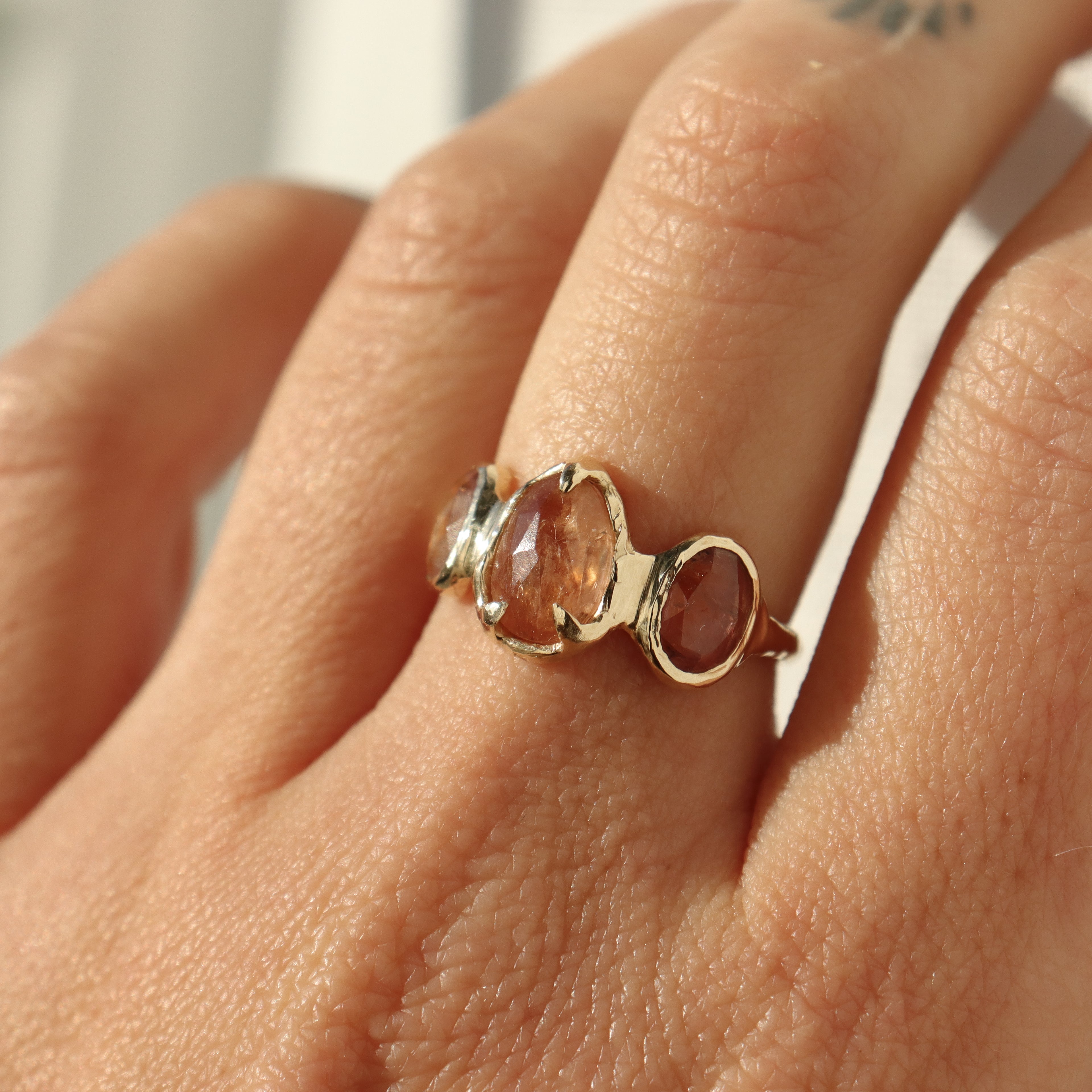 Trio Ring | Rustic Spinels, 14k Gold