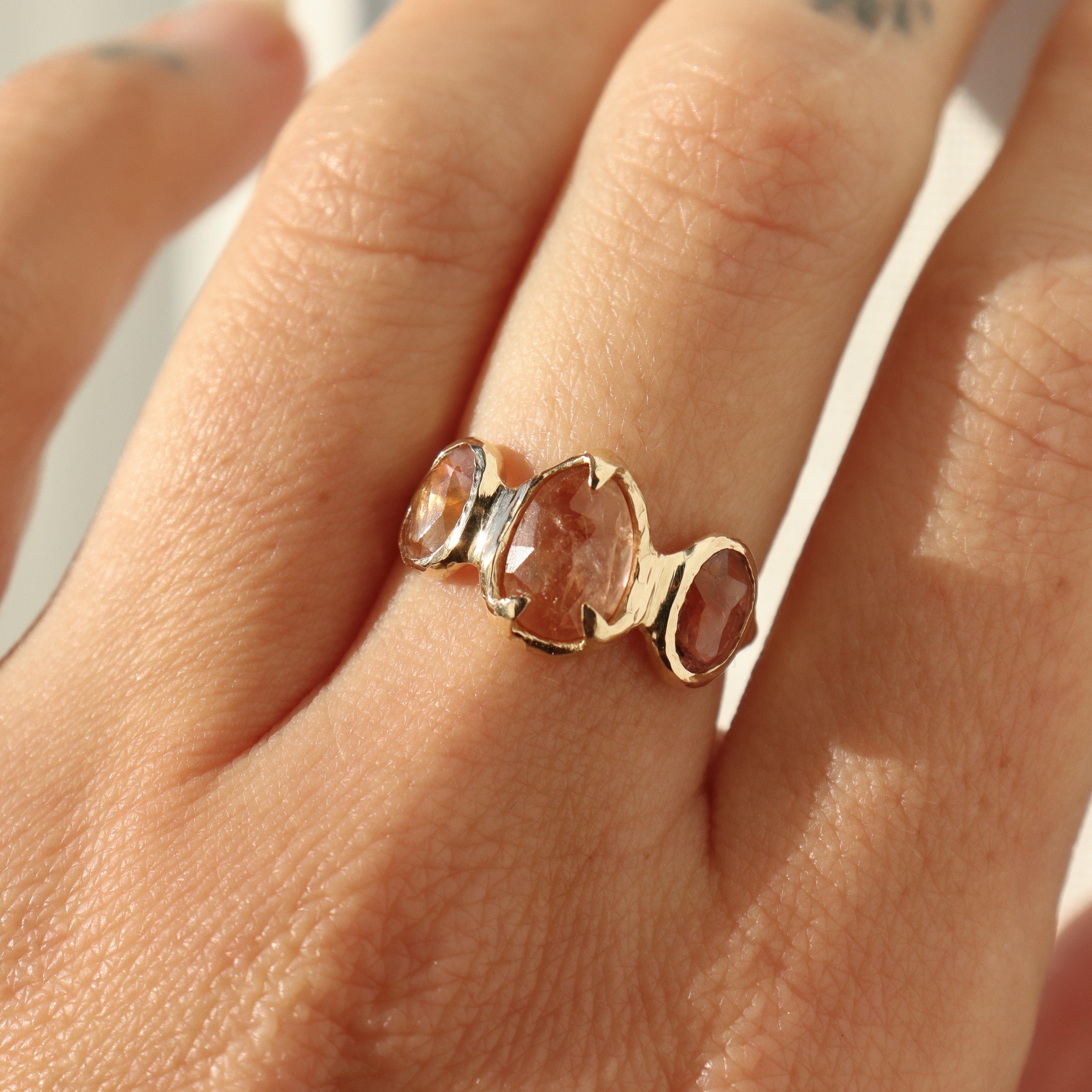 Trio Ring | Rustic Spinels, 14k Gold