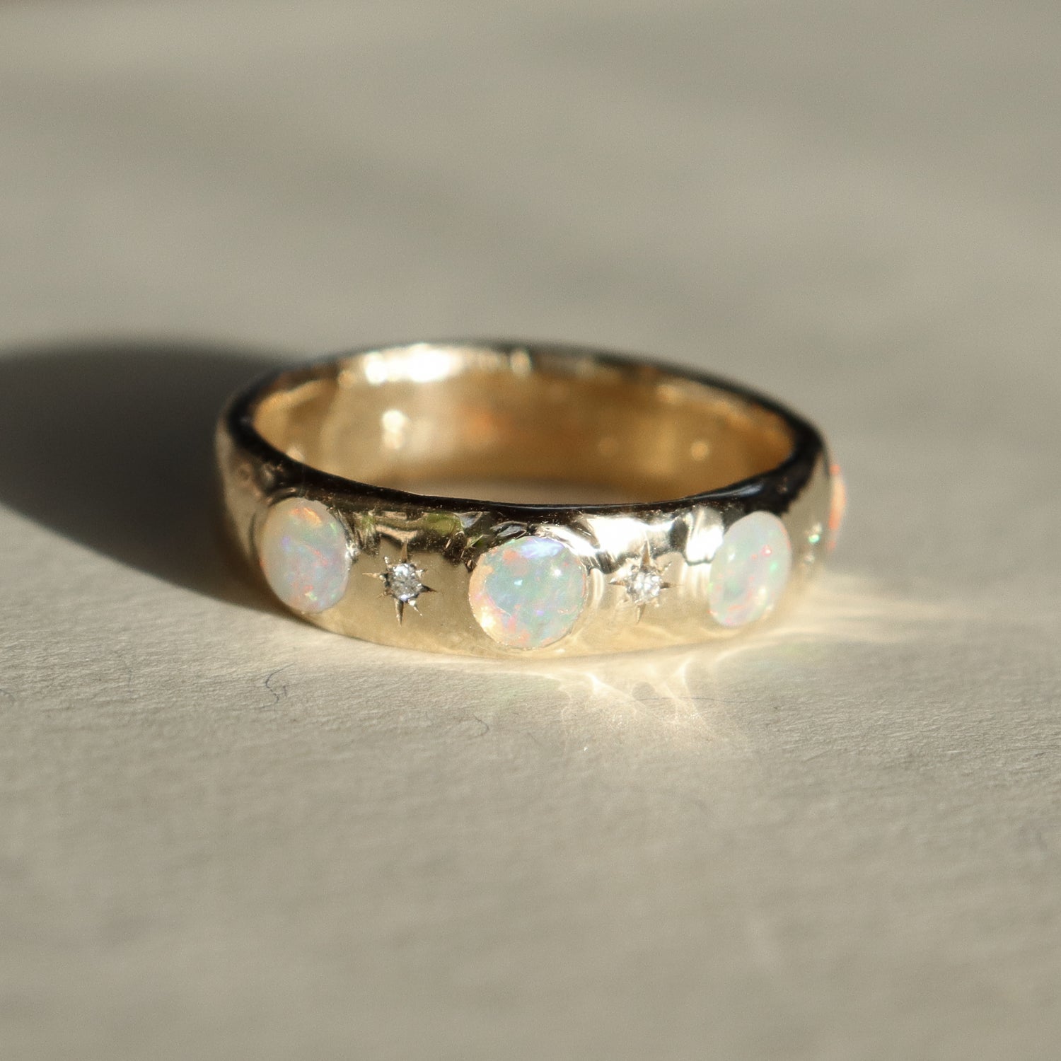 Custom Opal and Diamond Wedding Band