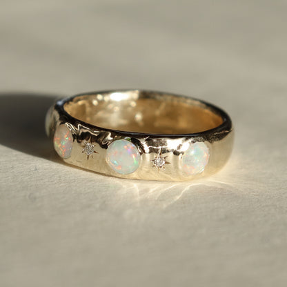 Custom Opal and Diamond Wedding Band