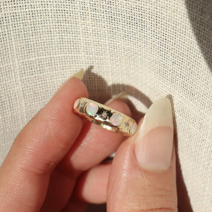 Custom Opal and Diamond Wedding Band