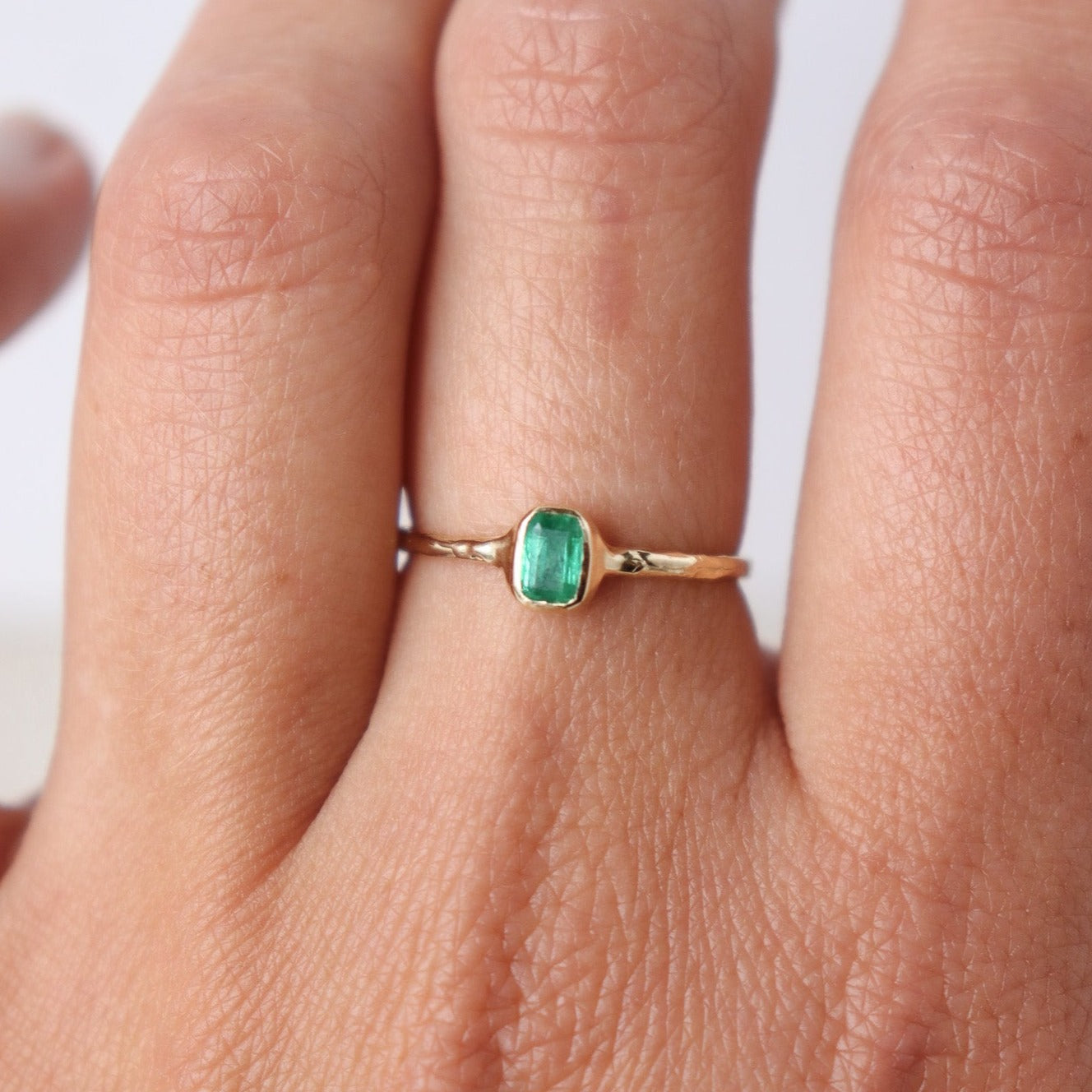 Emerald & Diamond Three Stone Ring 
