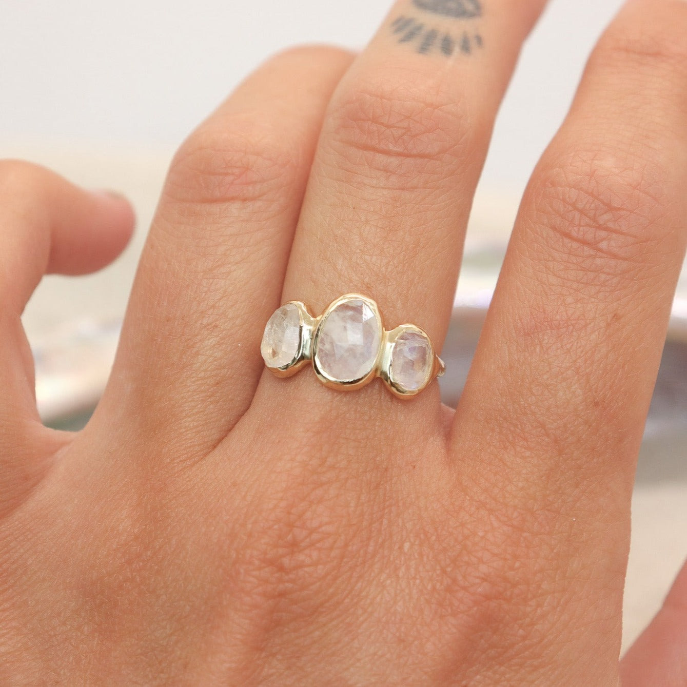 Moonstone Trio Ring | moonstone, 14k Gold – From Isla