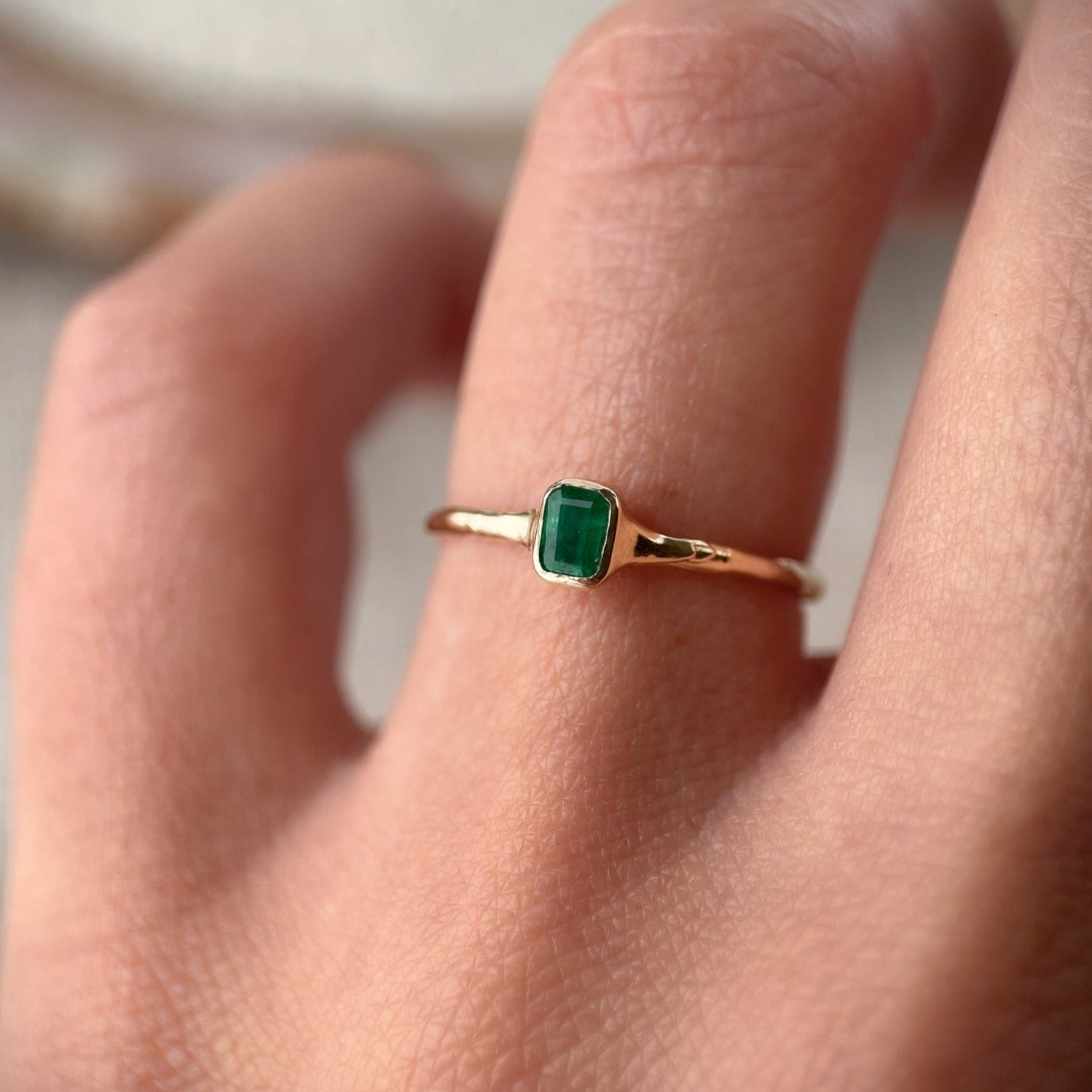 Little Finger Emerald Gold Ring In | Fascinating Diamonds