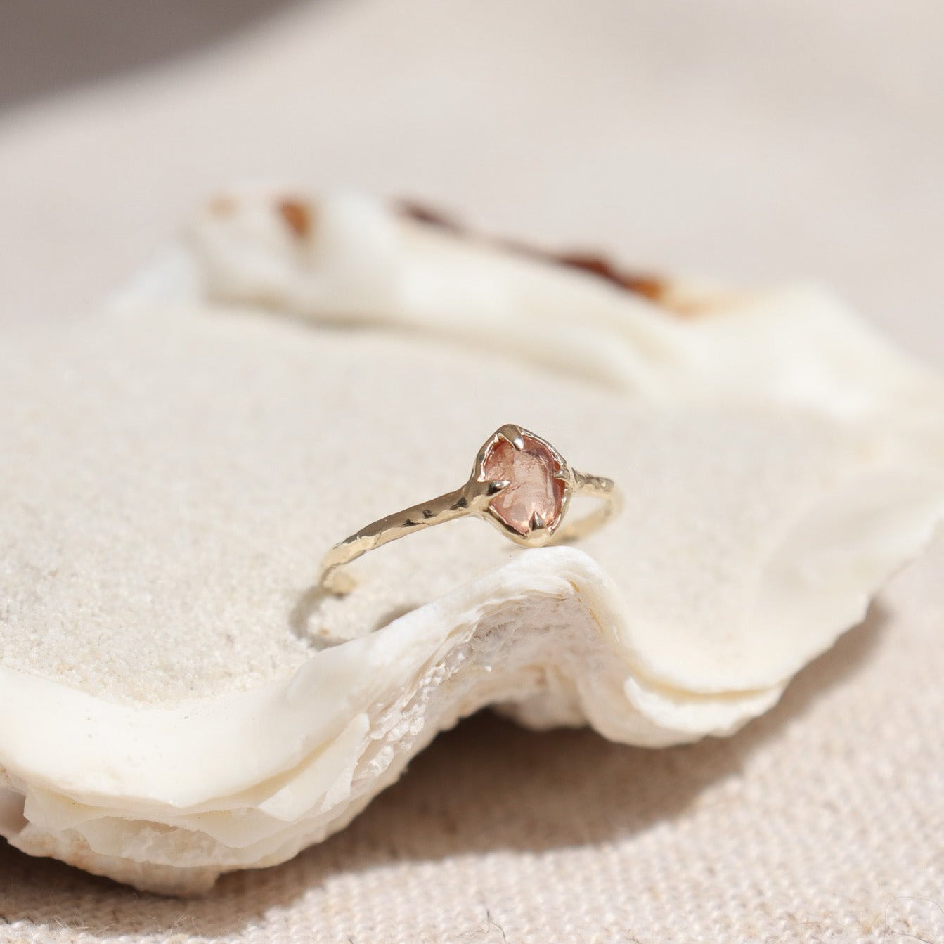 Ellowyn Ring | Rustic Peach Spinel, 14k Gold