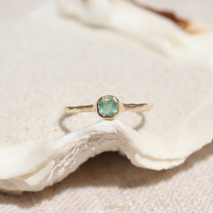 Mini Asscher Cut Emerald Ring | 14k Gold