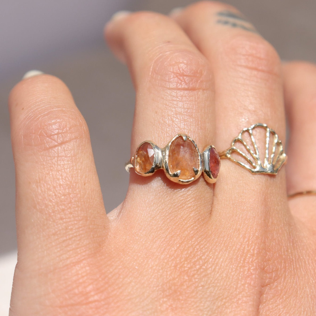 Trio Ring | Rustic Spinels, 14k Gold