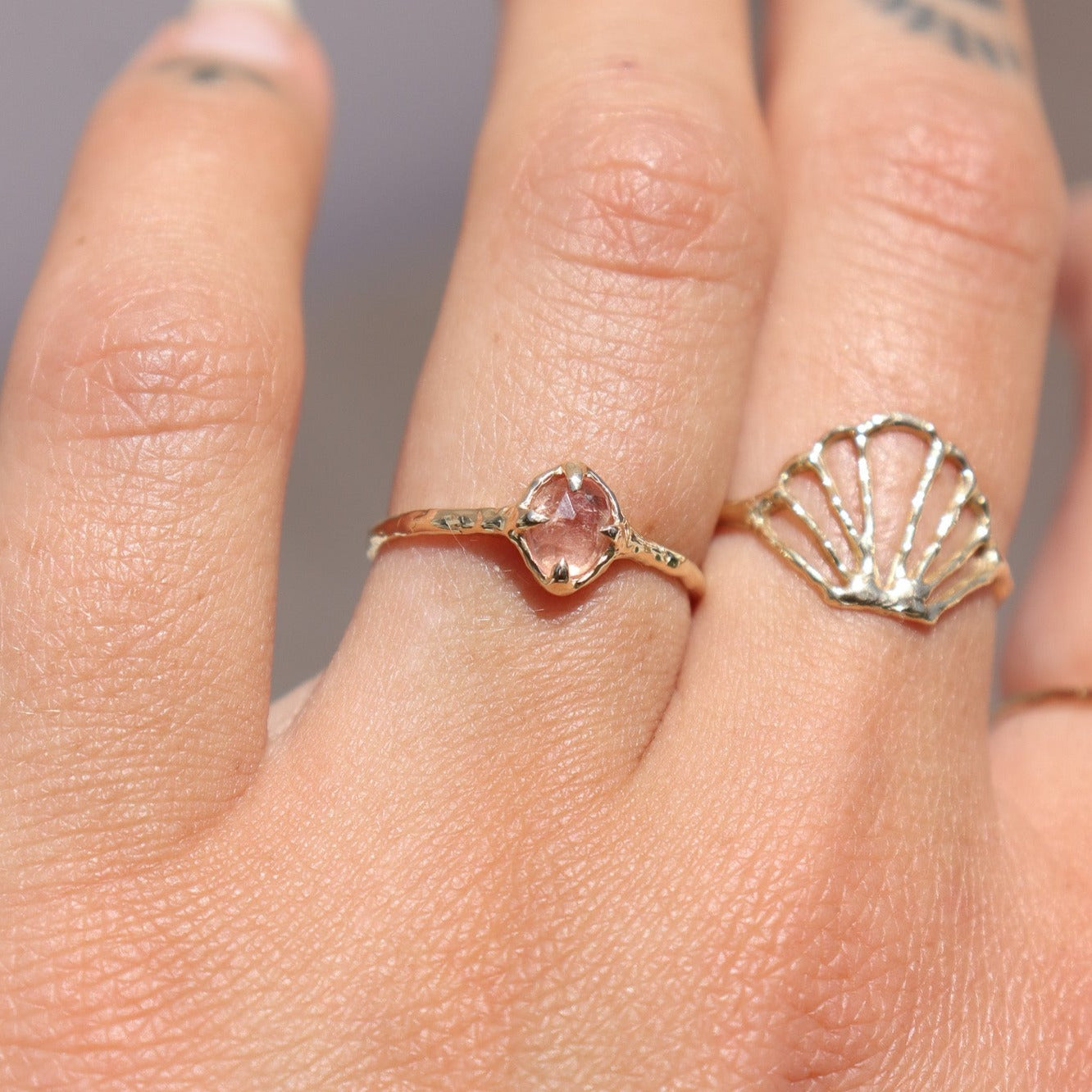 Ellowyn Ring | Rustic Peach Spinel, 14k Gold