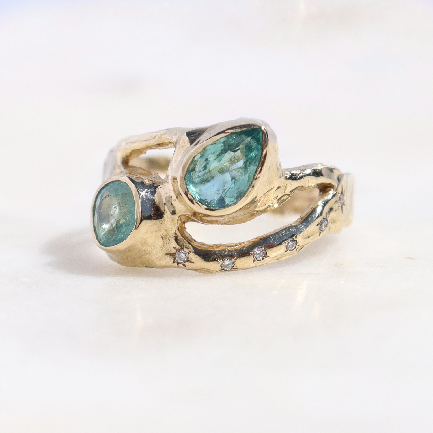 Atlantean Tides | Paraiba Tourmaline, Diamonds, 14k Gold