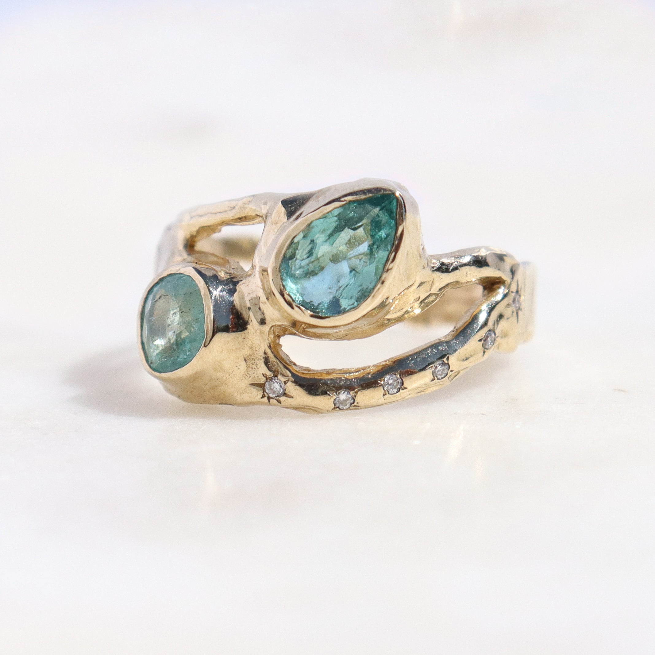 Atlantean Tides | Paraiba Tourmaline, Diamonds, 14k Gold