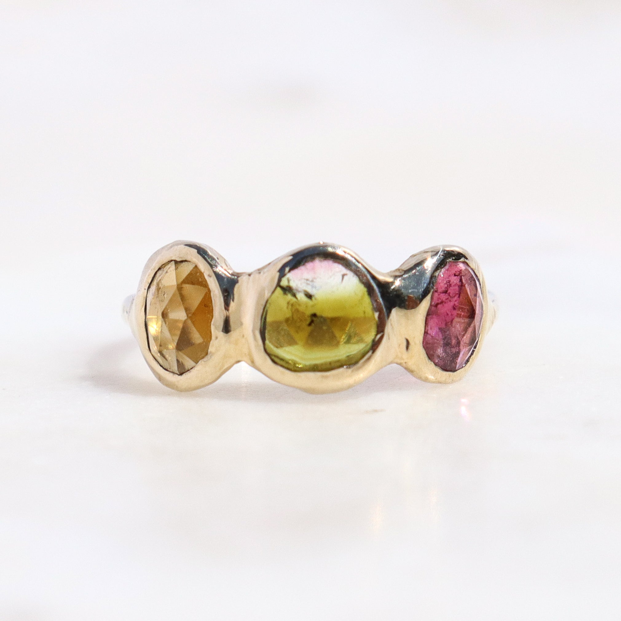 Trio Ring | Watermelon Tourmaline, 14k Gold