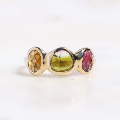 Trio Ring | Watermelon Tourmaline, 14k Gold