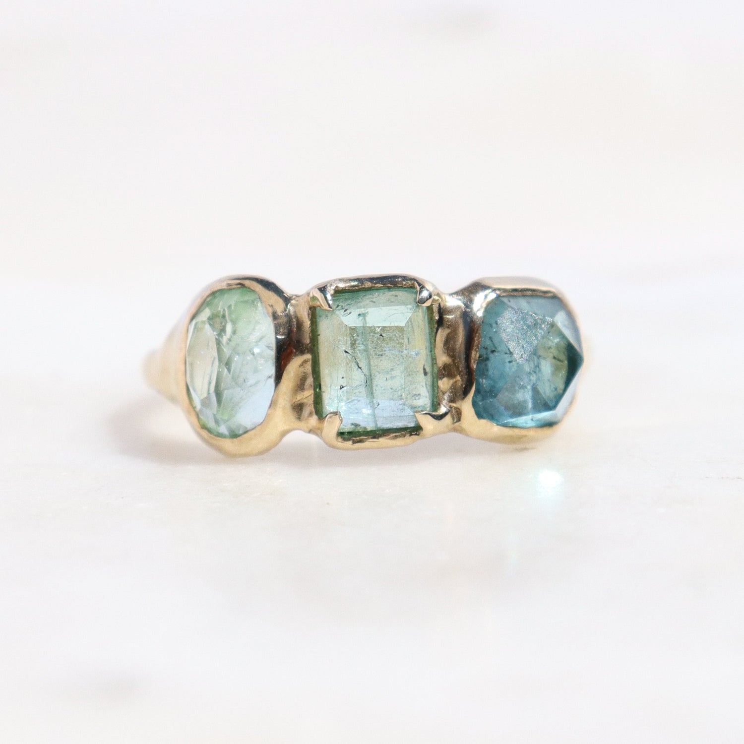 Trio Ring | Ombre Blue Tourmaline, 14k Gold