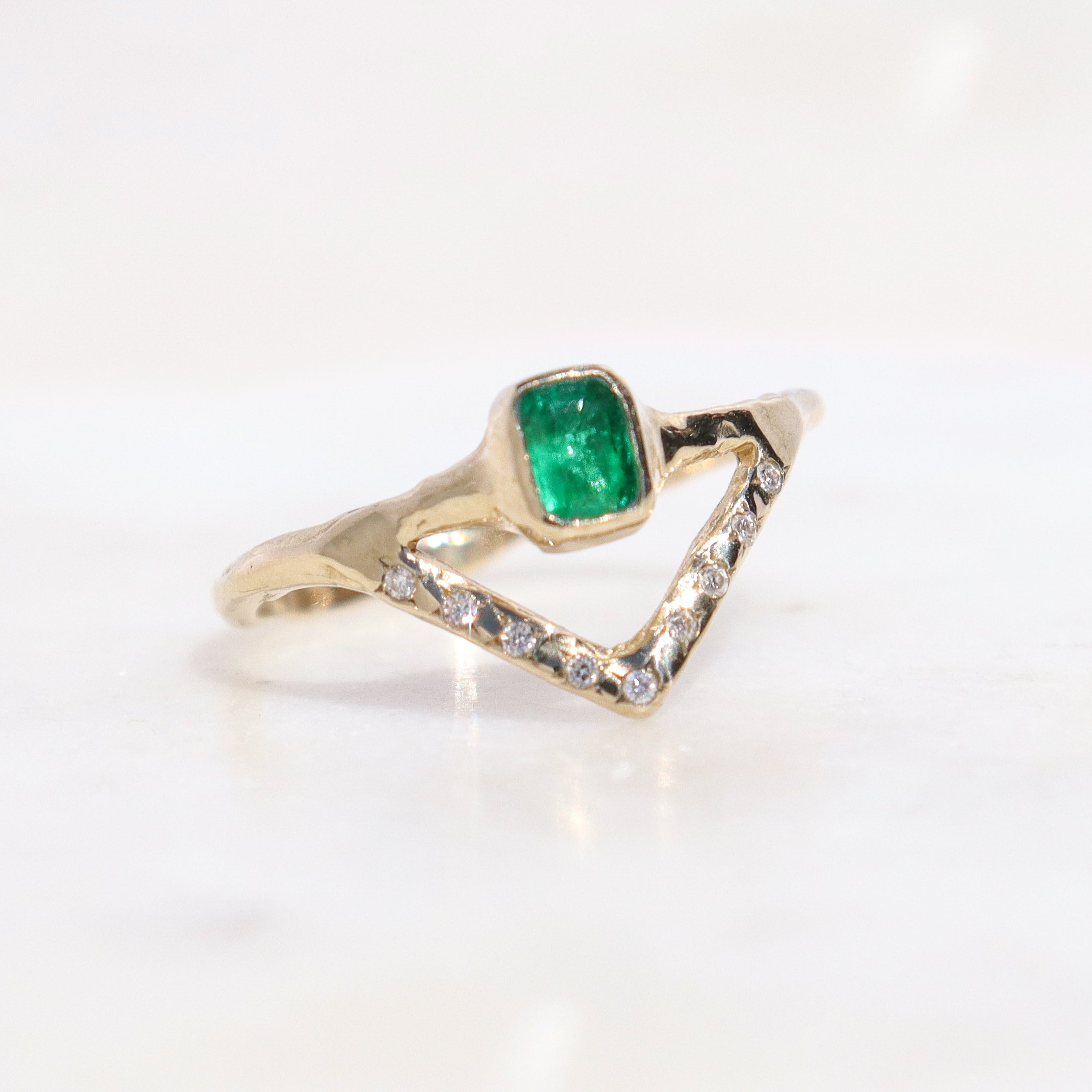 Alwyn Peak Ring | Emerald, Diamonds, 14k Gold