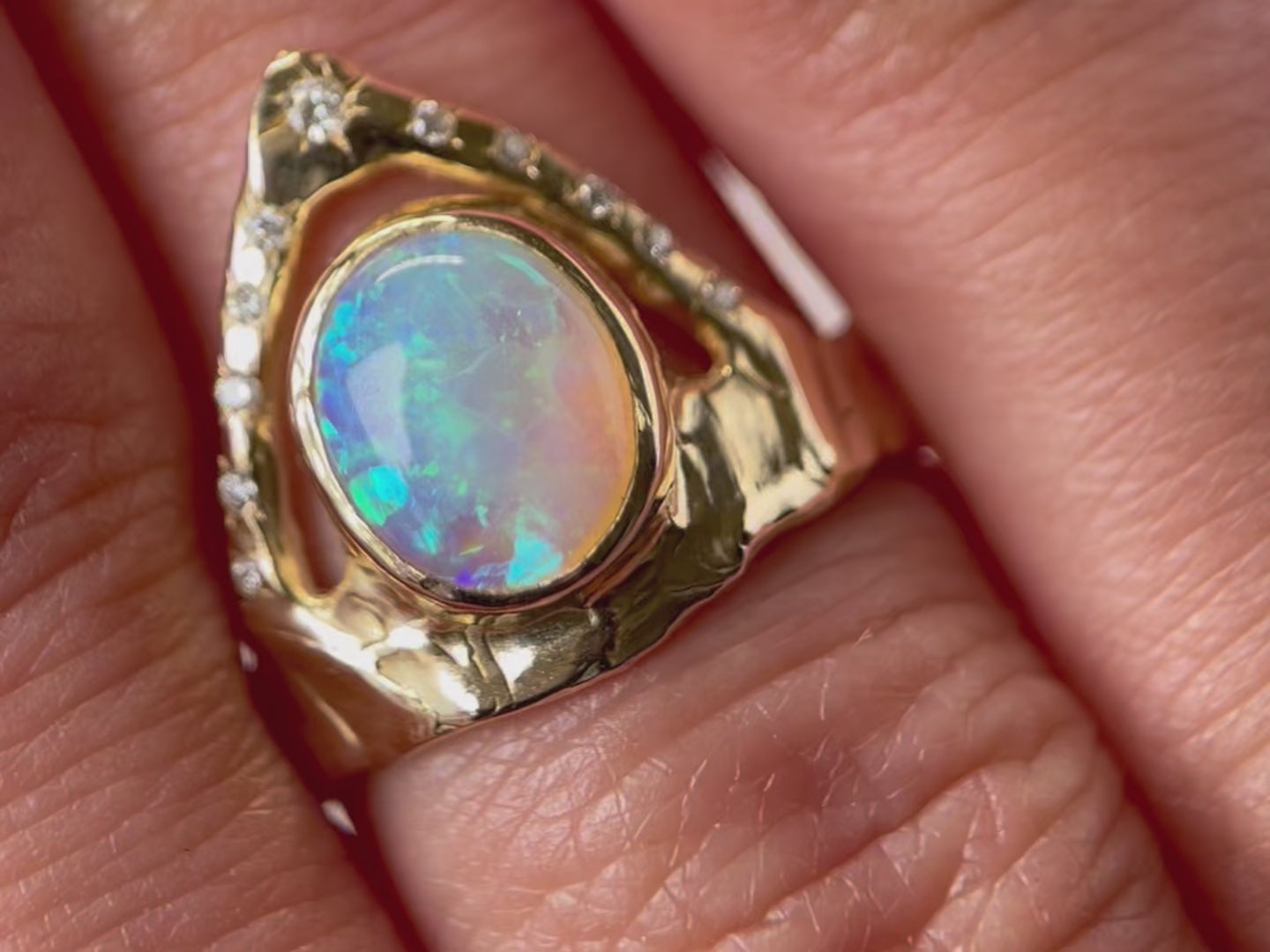 Mermaid rose gold hot sale opal ring