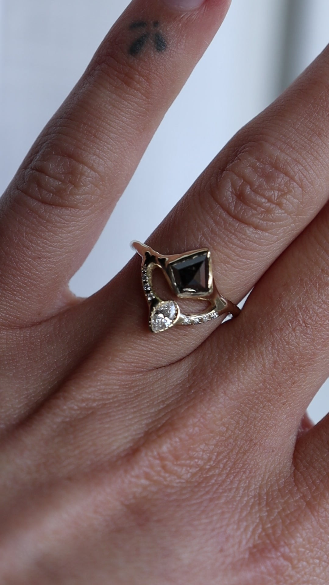 Reflections Ring | Salt and Pepper Diamond, Marquise Diamond, 14k Gold