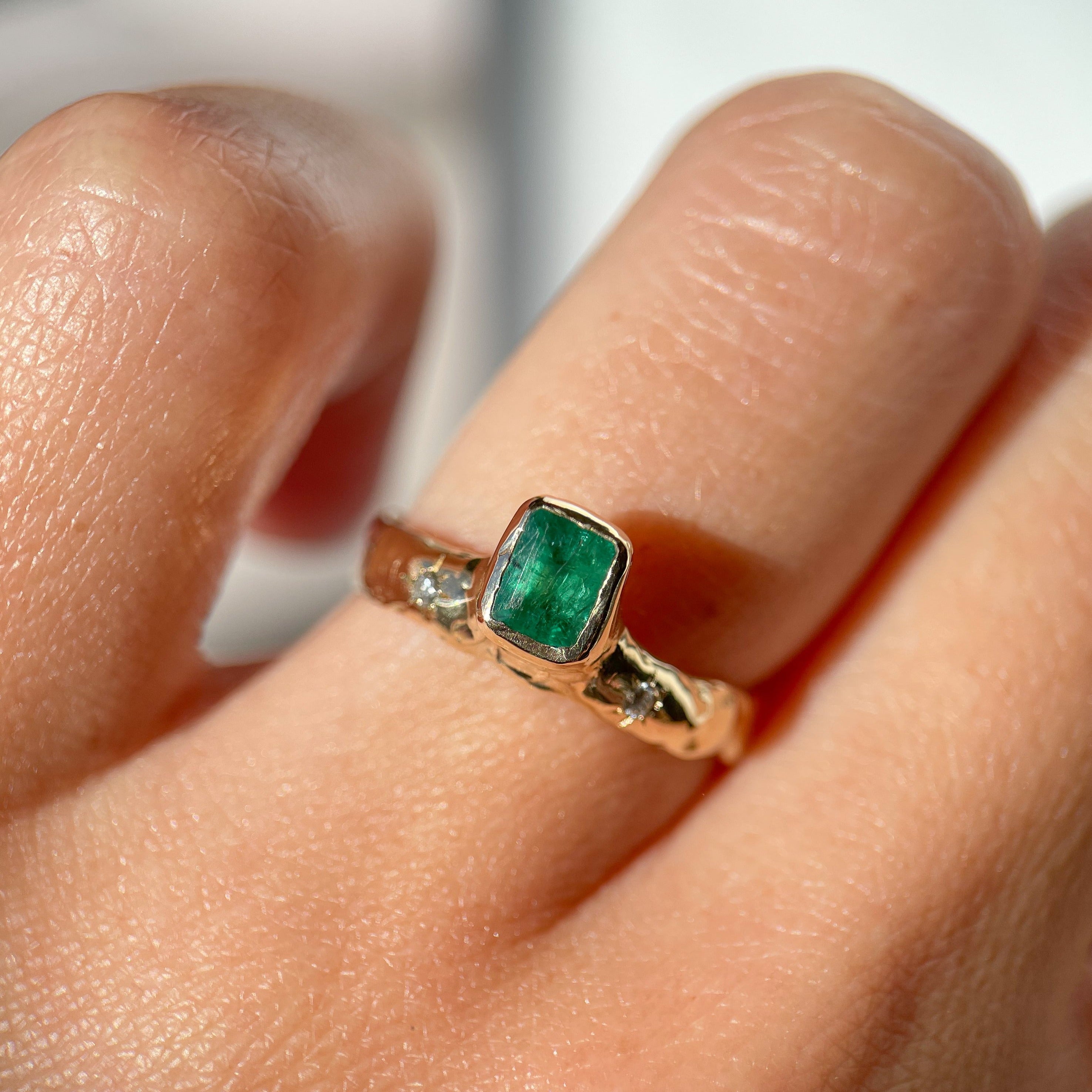 Emerald Treasure Trove Ring | Emerald, Diamonds, 14k Gold – From Isla